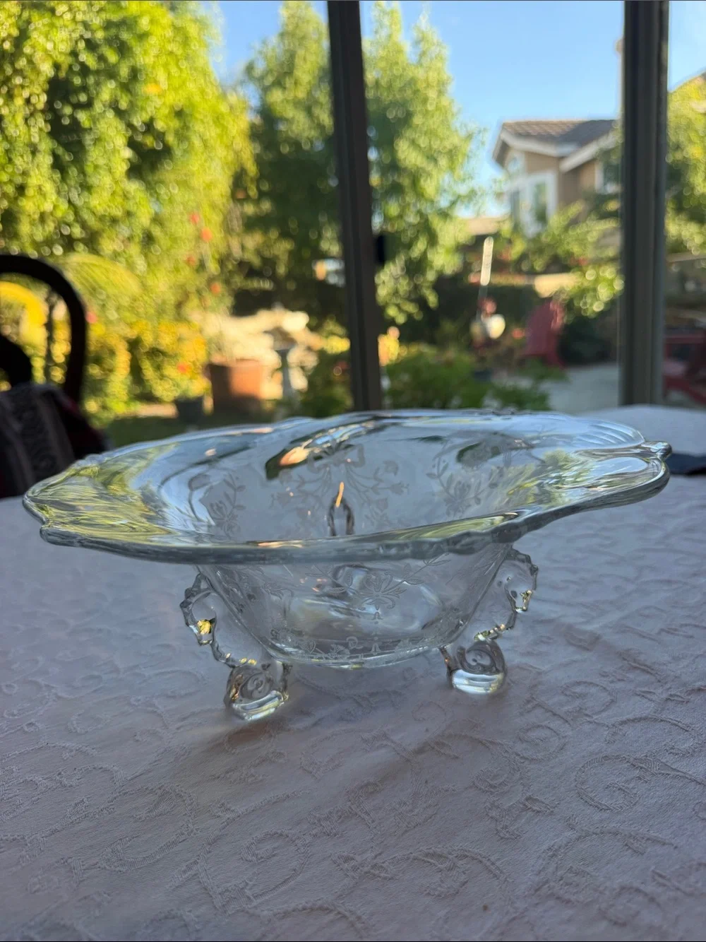 Rare Heisey Orchid Three Toed Seahorse Bowl Etched Glass USA